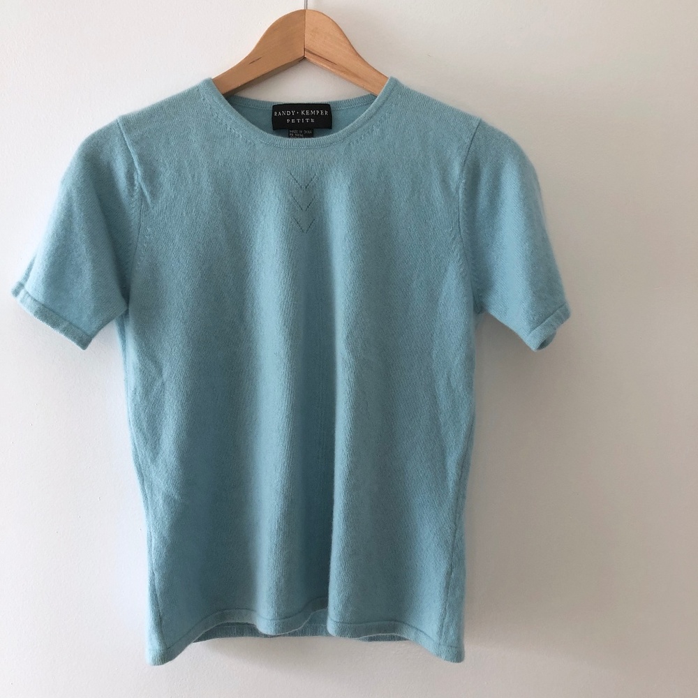 Sandy Skoglund Light Blue Short Sleeve Crewneck Sweater